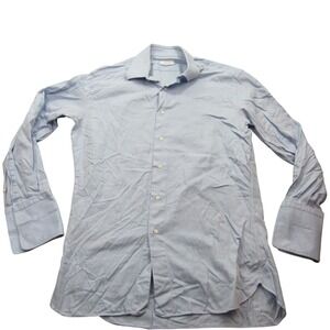 Brioni Men's Light Blue Pinstripe Dress Shirt Size 42 16.5 Italy